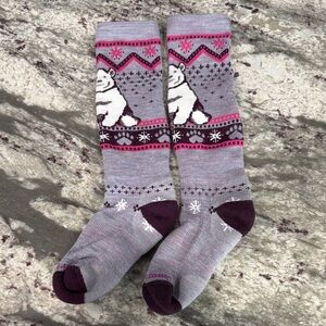 Smartwool Kids Polar Bear Ski Socks - Gray and Purple